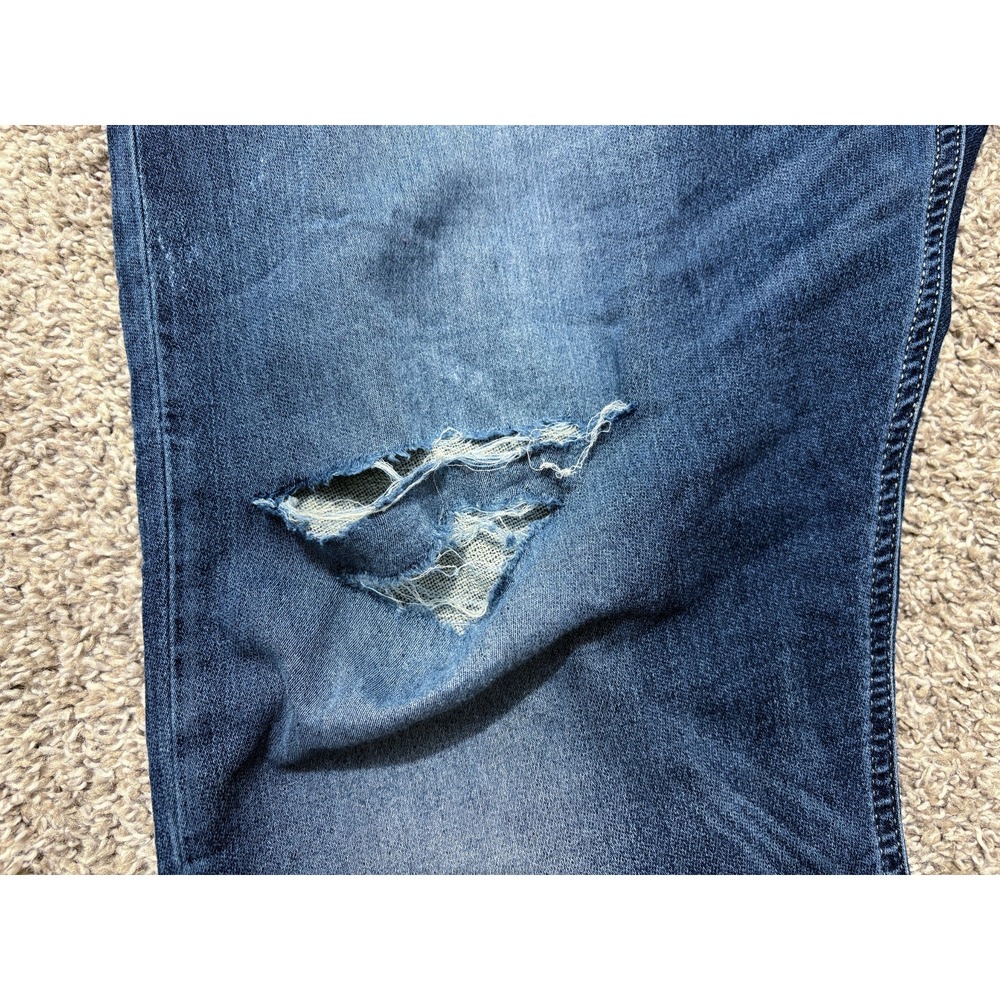 Diesel Krooley Jeans Mens 38x32 Denim Sweat Pants Blue Dark Wash Distressed - Picture 4 of 16